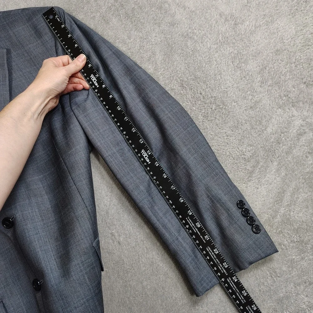 Jos A Bank‎ Sport Coat Mens 42S Blue Glen Plaid Blazer Jacket Wool Silk 2 Button